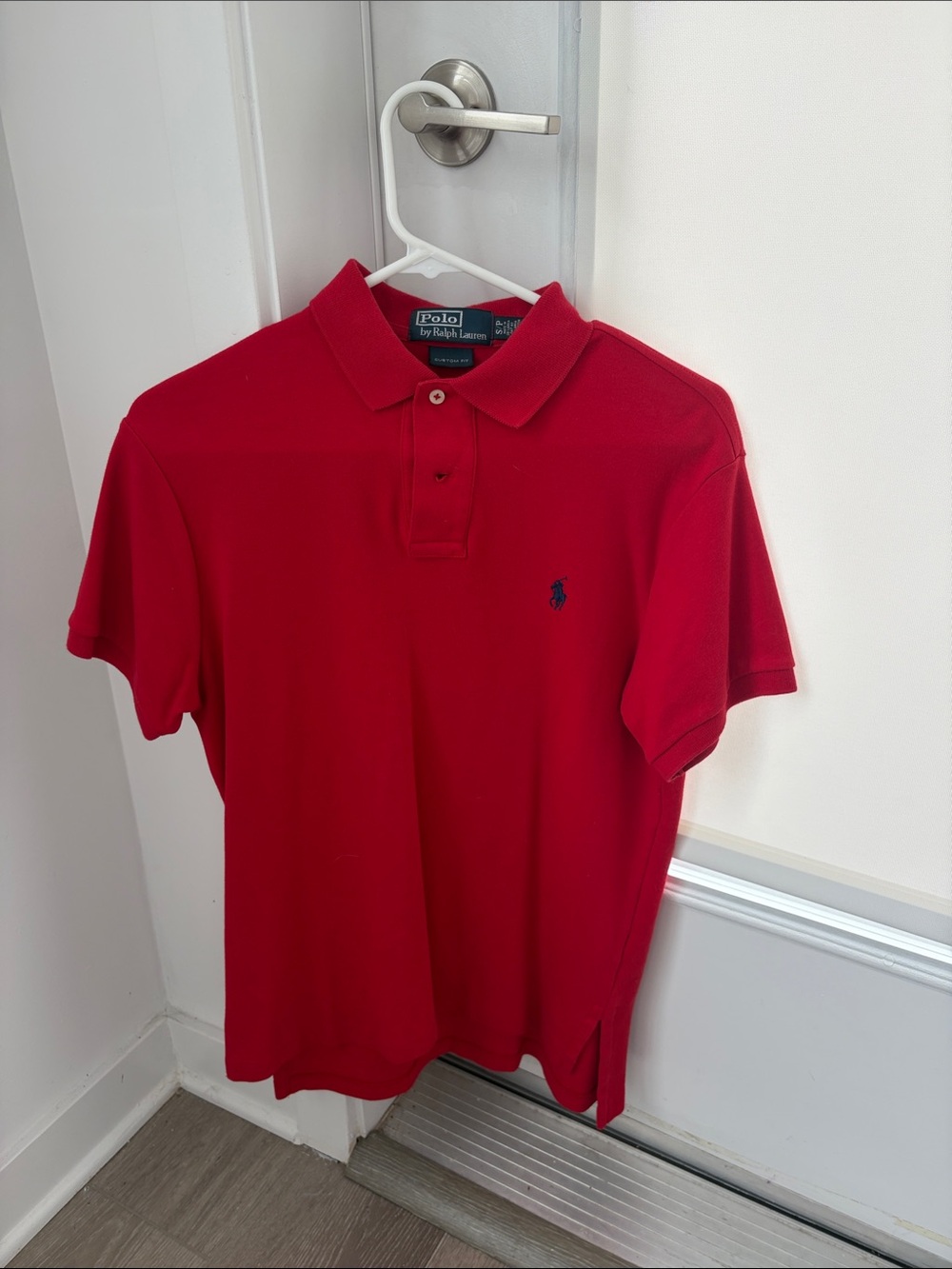 Polo by Ralph Lauren Red Short-Sleeve Pique Polo with Navy Pony
